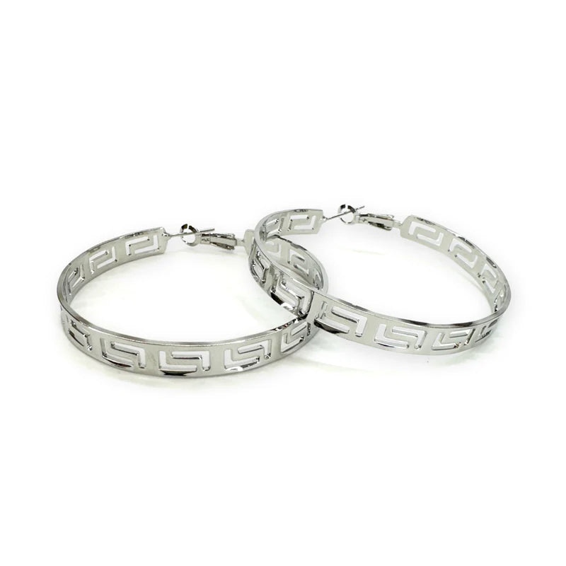 50MM Egyptian Hoop Silver Earrings