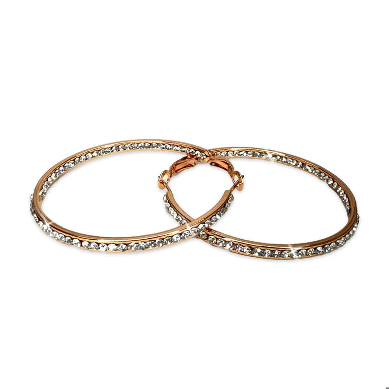 50MM Inside Out Crystal Hoop Rose Gold