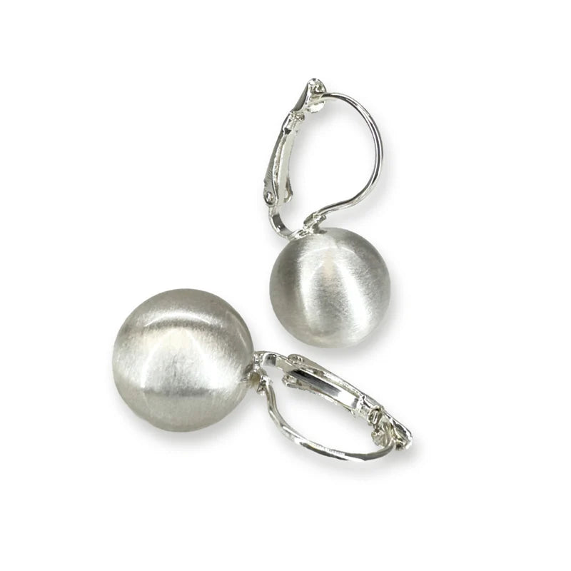 Brushed Silver Lever Back Earrings