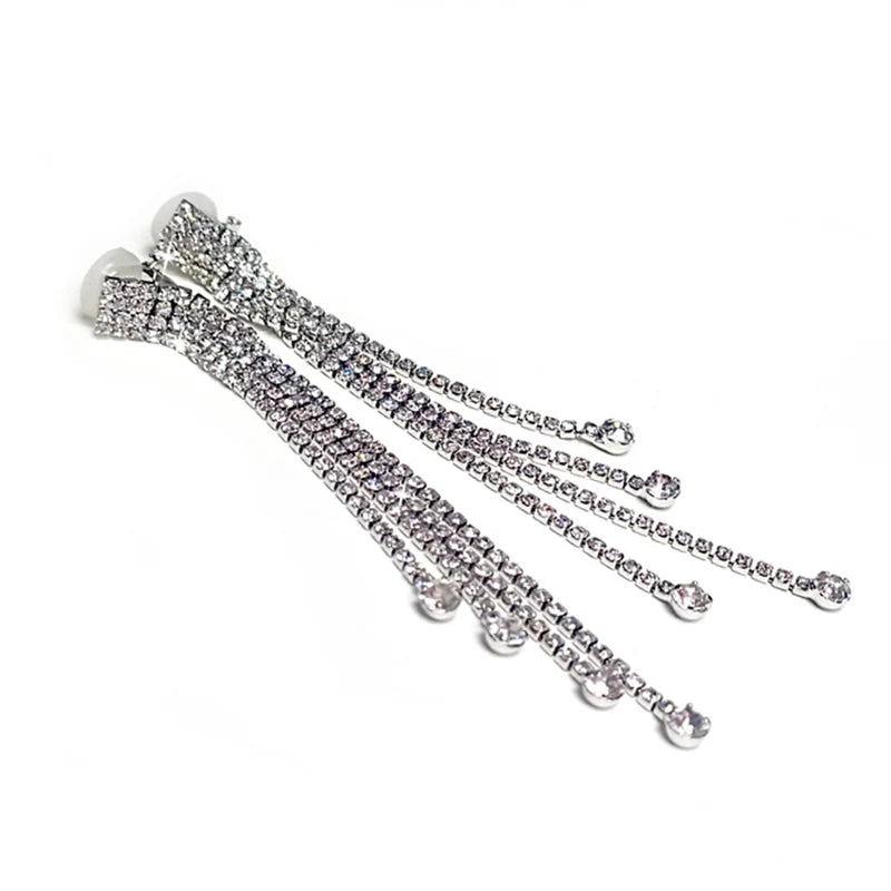 Crystal Drop Clip Ons Silver Earrings