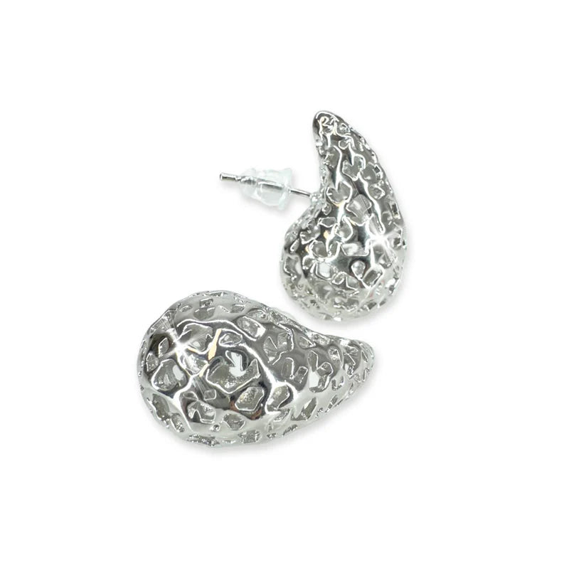 Filagree Teardrop Silver Earrings