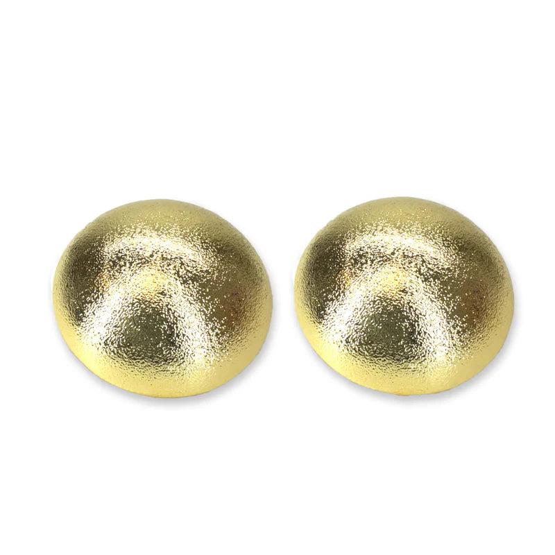 Large Matte Button Gold Earrings
