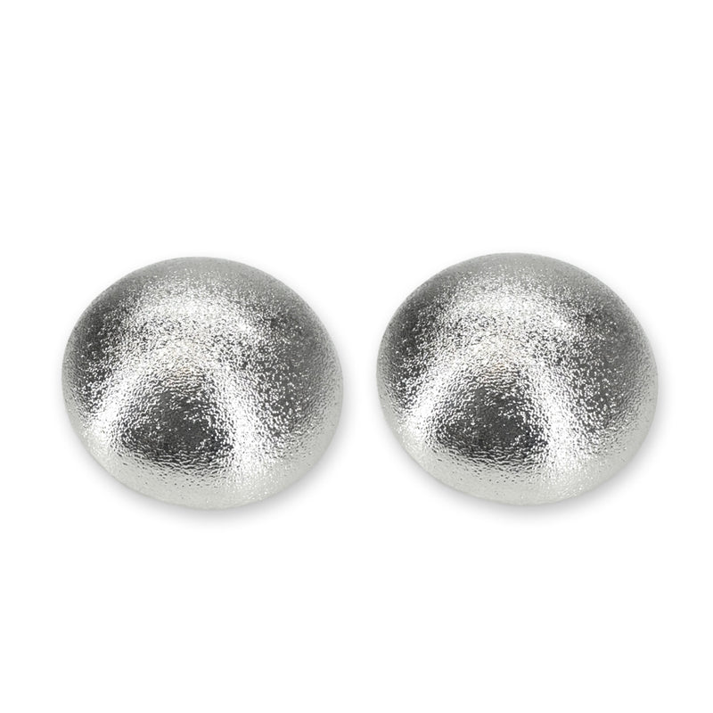 Large Matte Button Silver Earrings