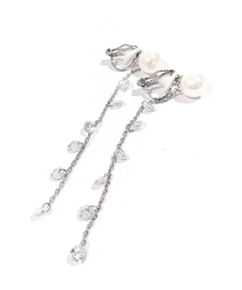 Long Peral Clip Ons Pearl Earrings