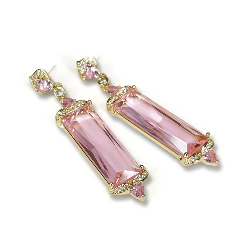 Pink Rectangle Earrings