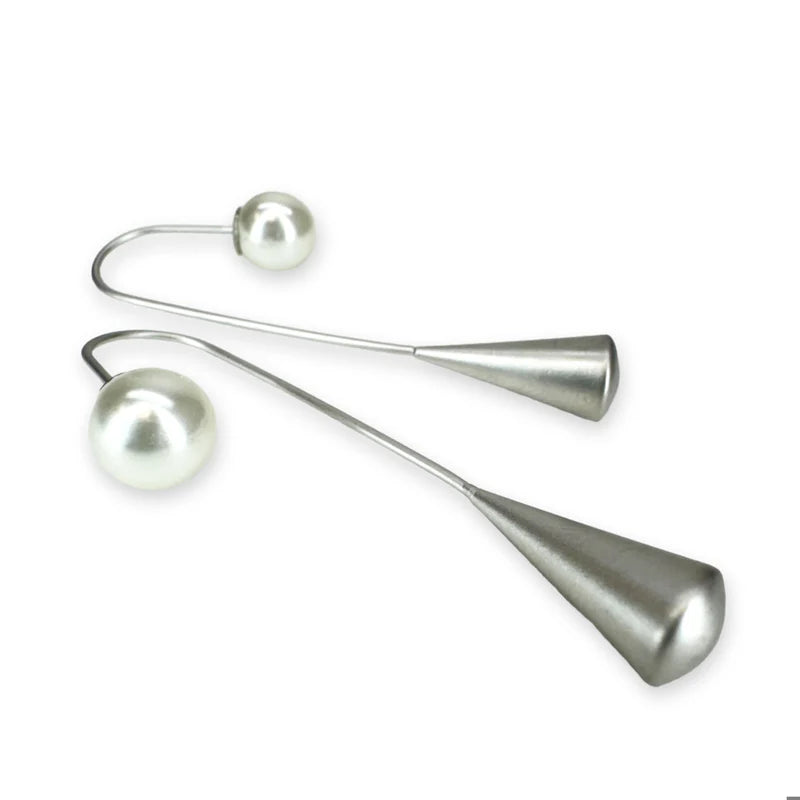 Small Pearl Drop Silver Earrings
