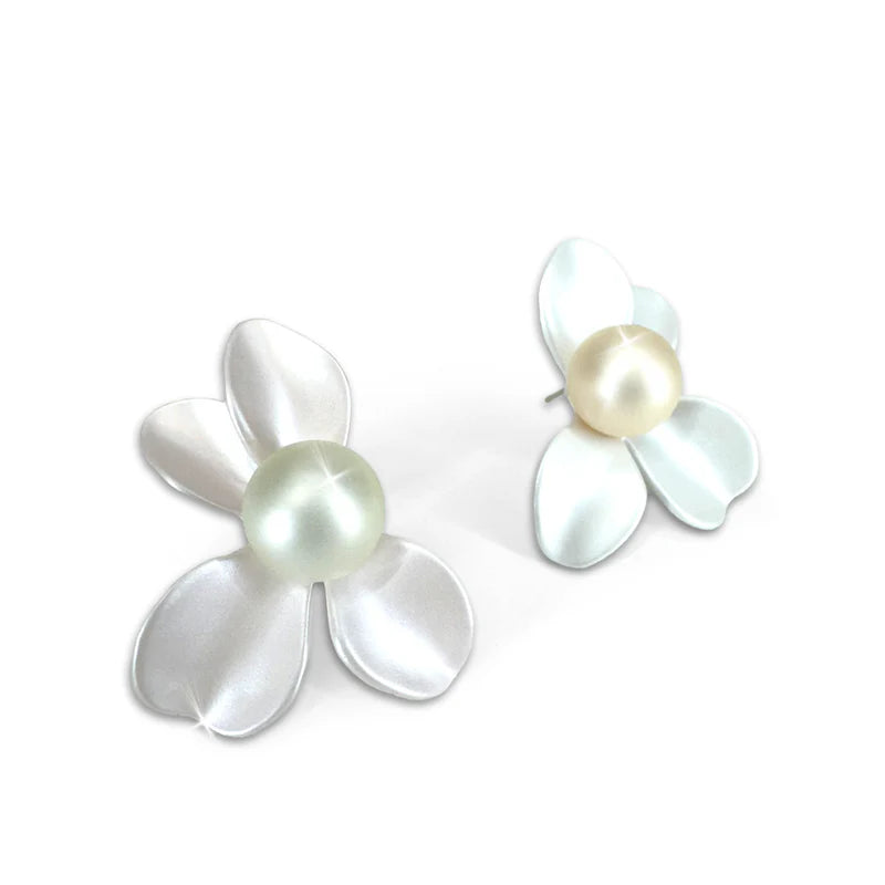 Spring Posey Pink White Earrings