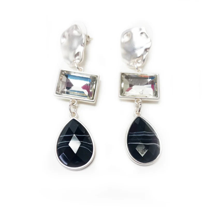 Square Drop Silver Earrings