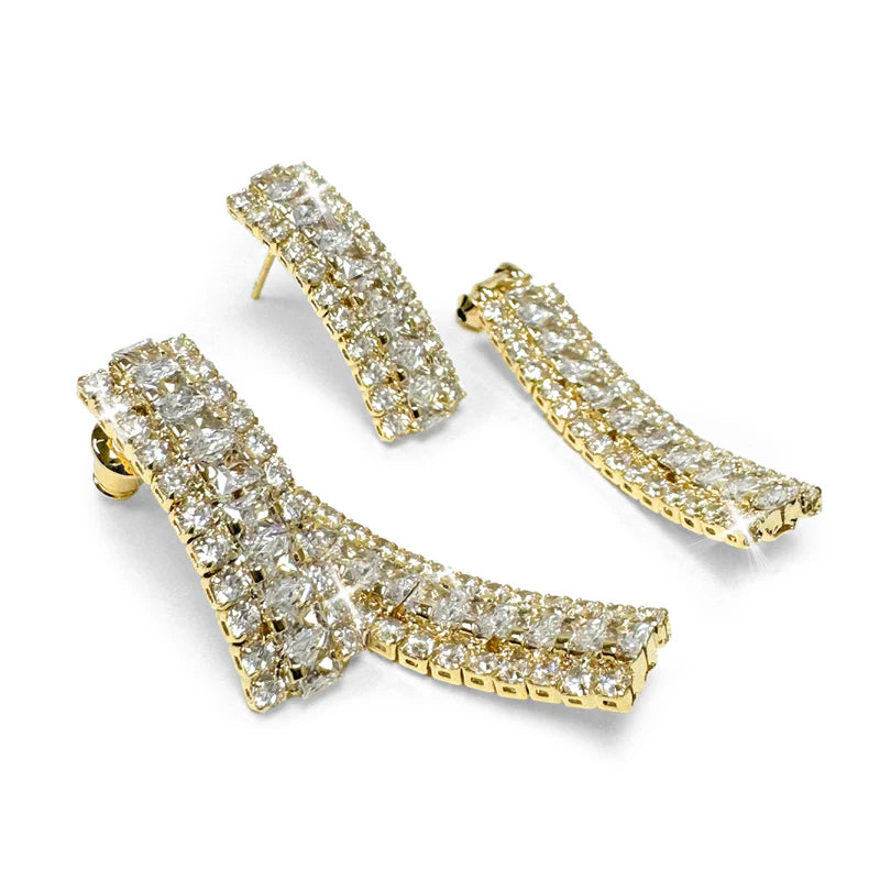 Split Bars Gold Earrings