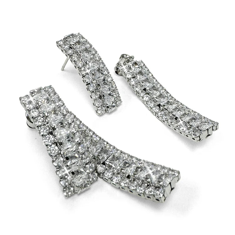 Split Bars Silver Earrings