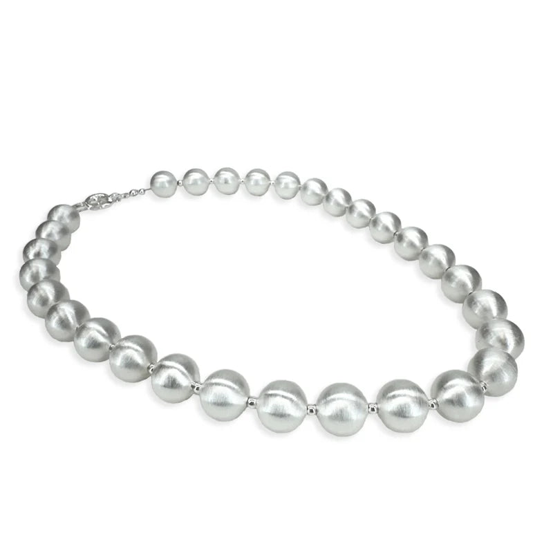 Brushed Platinum Pearl Necklace
