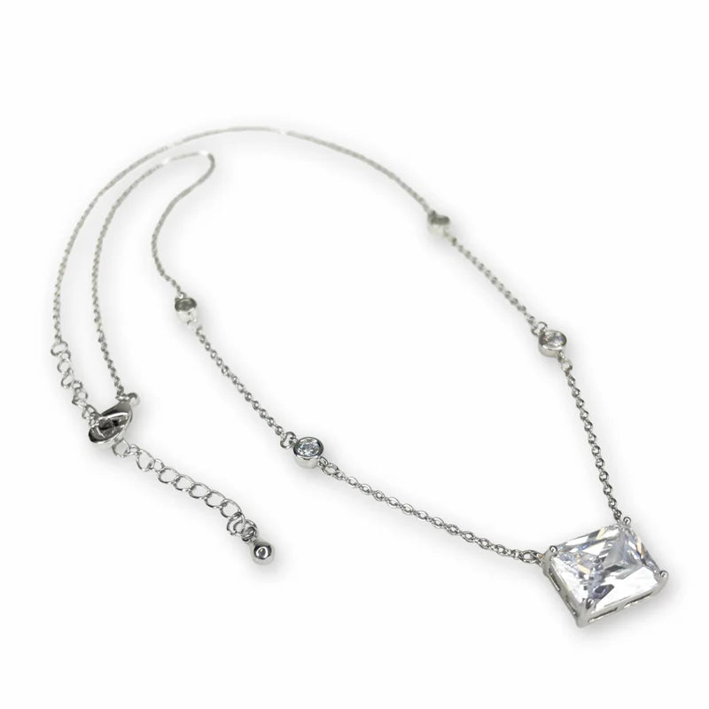 Silver Dainty Crystal Necklace