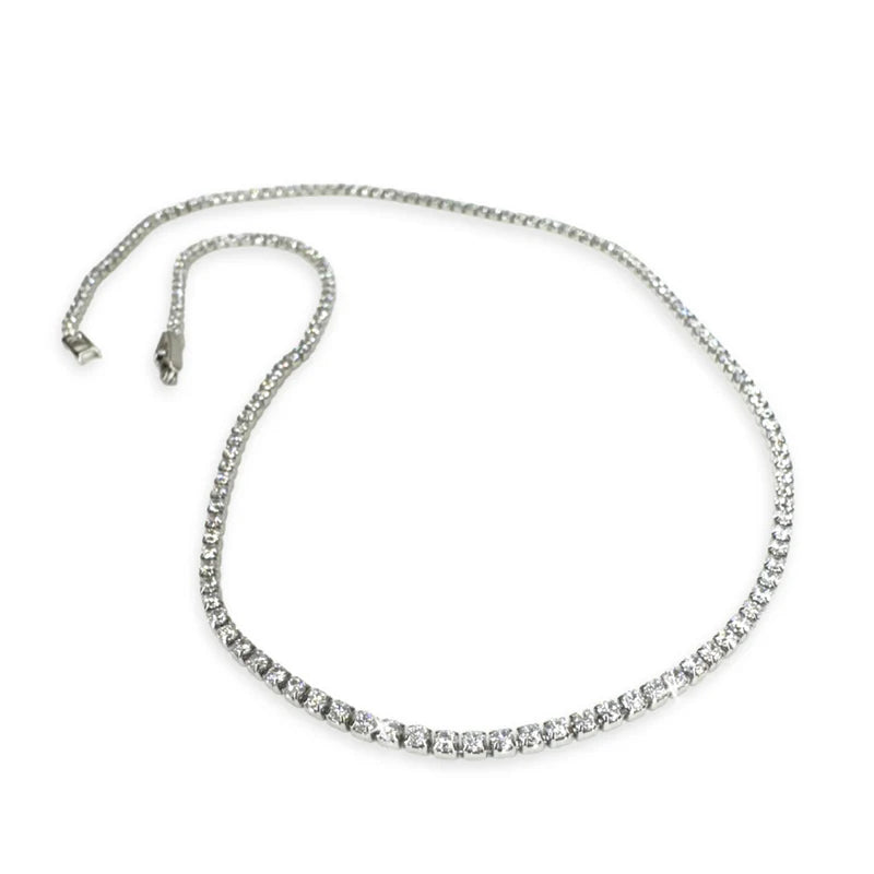 Necklace Diamond Shape Tennis Silver