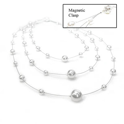 Multi Strand Floating Faux Pearl Necklace