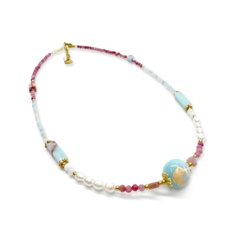 Pastel Princess Pink White Necklace