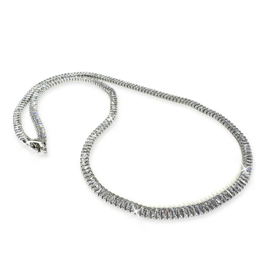 Necklace Small Baguette Tennis Silver