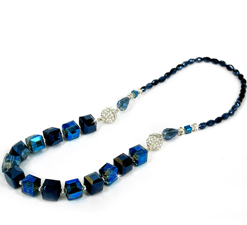 Necklace Squares 3 In 1 Navy Blue