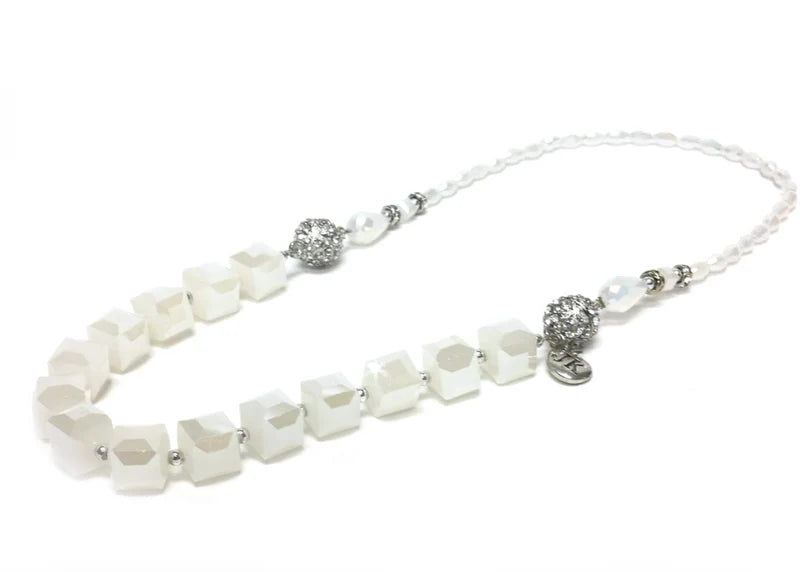 Necklace Squares 3 In 1 White Silver