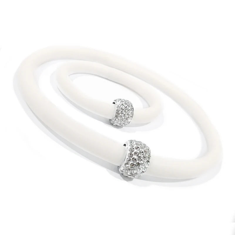 Necklace Bracelet Kordelle Set White