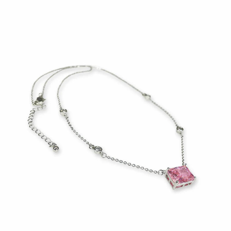 Pink Dainty Crystal Necklace
