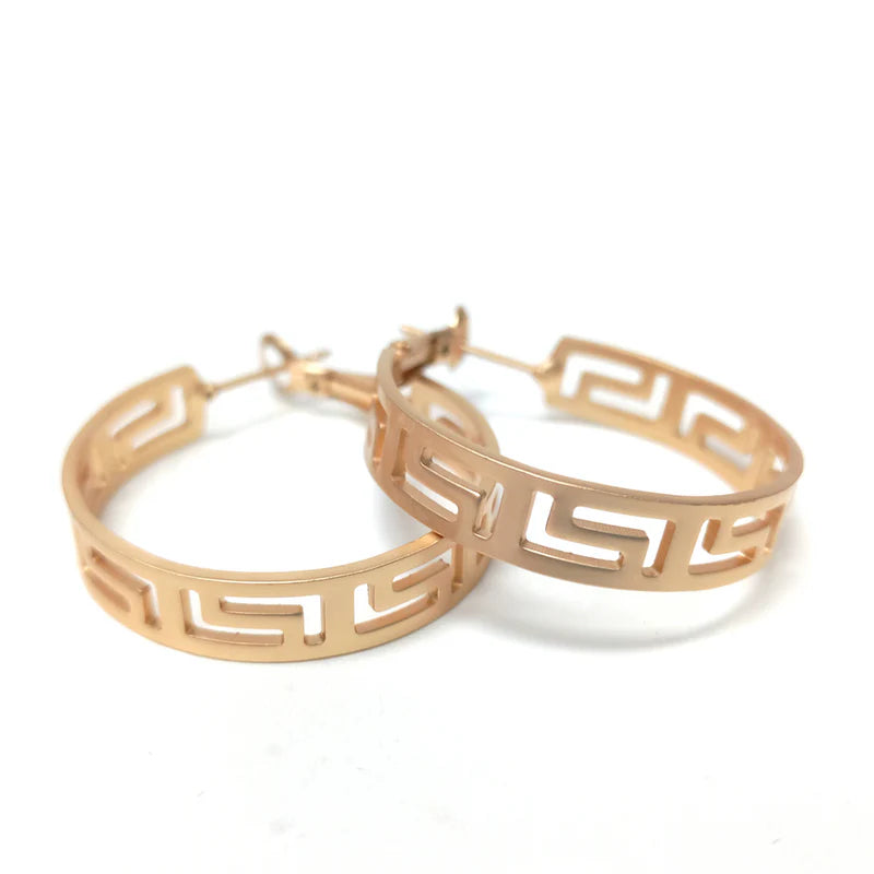 Famous Key Designer Hoops Gold Earring
