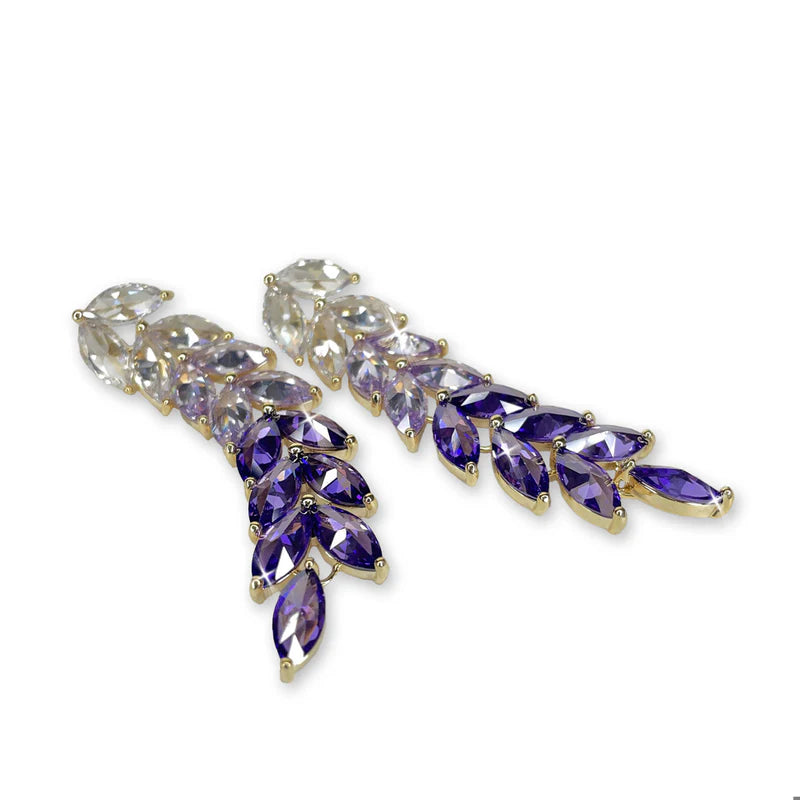 Clear Purple Crystal Earrings