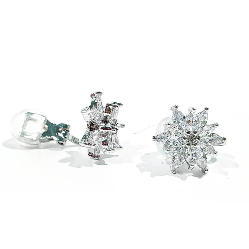 Starburst Clip Ons Silver Earrings