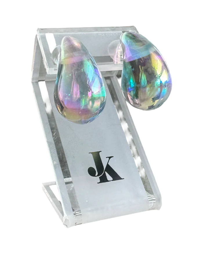 Luminous Teardrop Earrings - Green AB