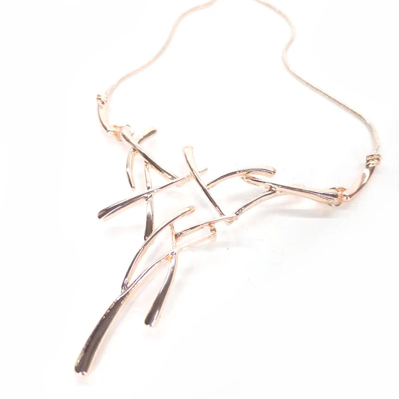 Criss Cross Rose Gold Necklace